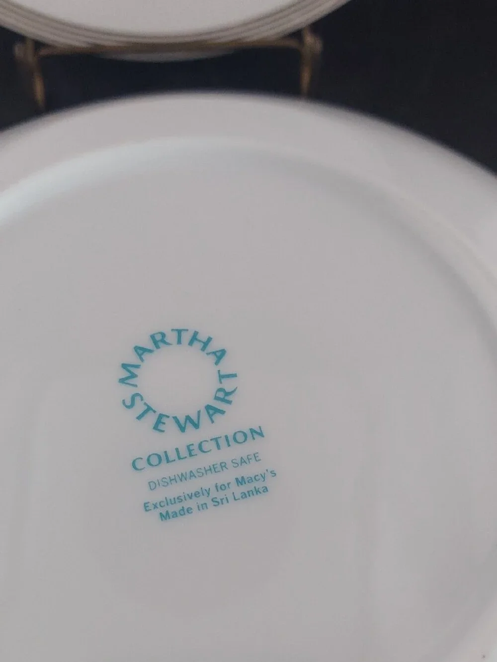 Martha Stewart Elegant White Dinner Plates with Gold Rim - Set of 3